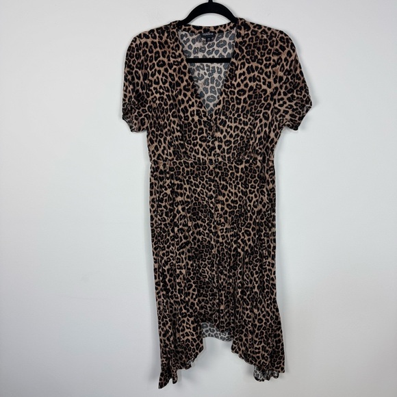 Torrid Leopard Animal Print Button Down Short Sleeve Mini Dress Summer Casual - Picture 1 of 5